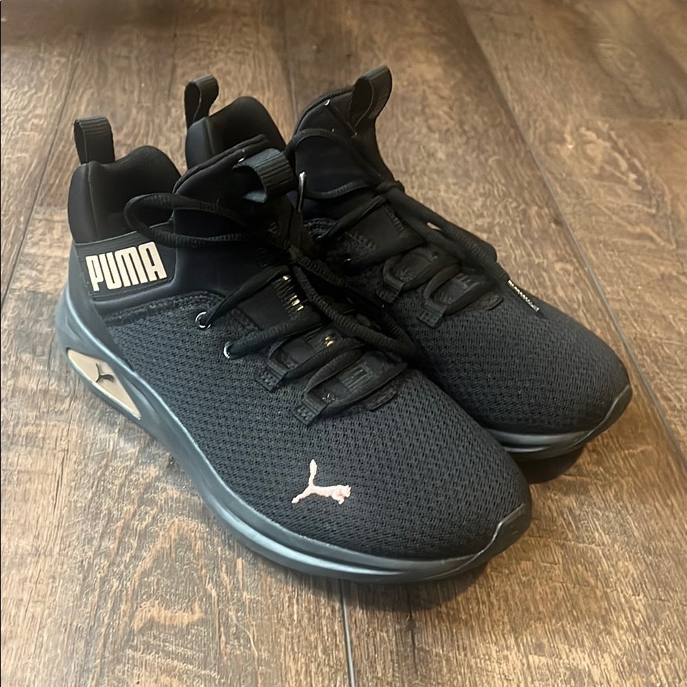 Puma Black Athletic Shoes with Sock-Like Collar